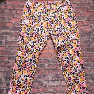 Crown & Ivy Cropped Skinny Pants 20W Leopard Print Tapered Leg Stretch Multi